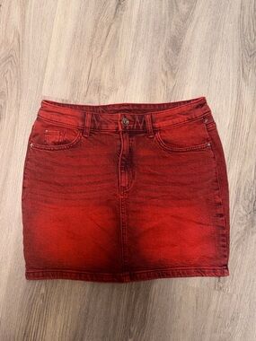H&M Divided Red Denim Mini Skirt